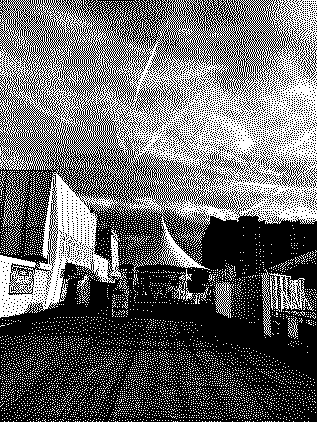 Seaside scene with merry-go-round